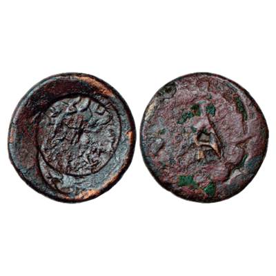 Agra / Agrodaka (Agacha) tribal republic, Copper Unit, (50 BC-50 AD), repeatedly struck th