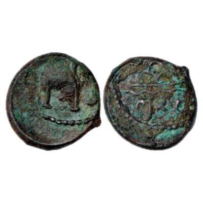 Western Kshatrapas, Anonymous Potin Elephant-Type Coin, temp. Rudrasimha I (178-198 as Mah