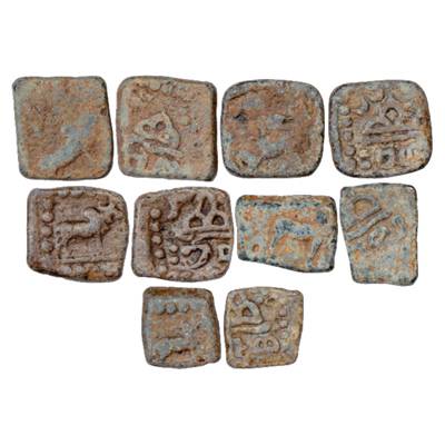 Western Kshatrapas, a group of 5 Lead Coins, of anonymous 'bull X hill' types, all dated t