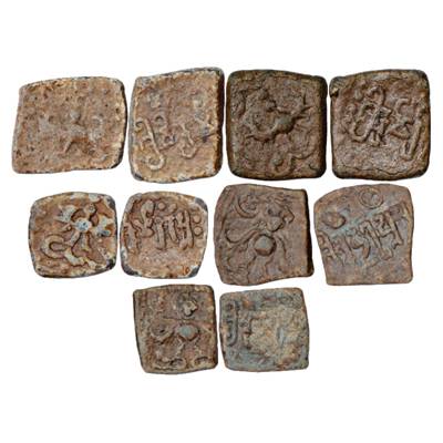 Gupta Empire, 'Garuda'-type Lead Coins (5), 5 different rulers: (a) Chandra Gupta II (375-