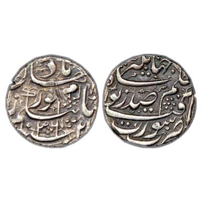Jahangir with the name of Noor Jahan, Silver Rupee, Surat Mint, AH 1036/RY 21, KM 168.5. M