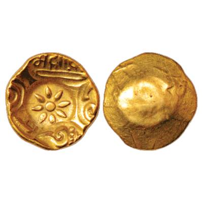 Yadavas of Devagiri, Mahadeva (1261-1270 AD), Gold punch-marked Asu or 'Padma Tanka', simi