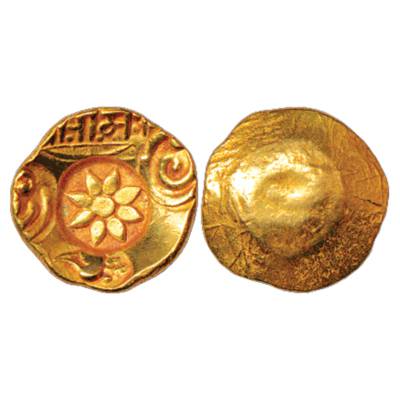 Yadavas of Devagiri, Ramachandra (1270-1311 AD), Gold punch-marked Asu or 'Padma Tanka', 3