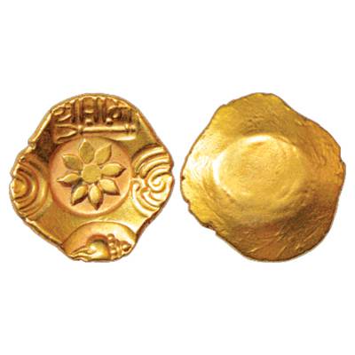 Yadavas of Devagiri, Ramachandra (1270-1311 AD), Gold punch-marked Asu or 'Padma Tanka', 3
