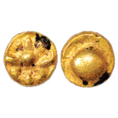 Shilaharas of Kolhapur, Anonymous and Uninscribed Gold Double Fanam, MCSI-I 246, 0.78g. Ob