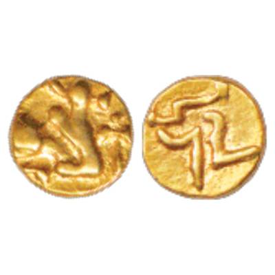 Eastern Ganga dynasty of Orissa, Anonymous and Unattributed Gold Fanam, 0.40g. (14th - 15t