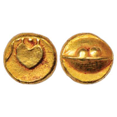 Sultans of Bijapur, Anonymous Issue, Gold Pagoda, 3.36g, Obv: A boat like uncertain symbol