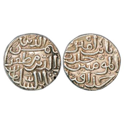 Sultans of Gujarat, Shams al-Din Muzaffar Shah I (1407-1411 AD), Silver Tanka, date off fl