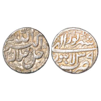 Akbar (1556-1605 AD), Silver Rupee, Lahore Mint, Shahrewar 39, KM 93.11. Very Fine, Very S