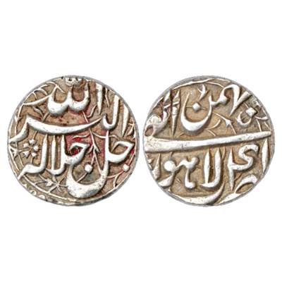 Akbar (1556-1605 AD), Silver Rupee, Lahore Mint, Bahman 41, KM 93.11. About Extremely Fine
