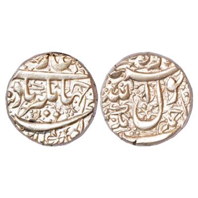 Jahangir (1605-1627 AD), Silver Rupee, Ahmadnagar Mint, 'Nur ud-Din' type, KM 141.1. Extre