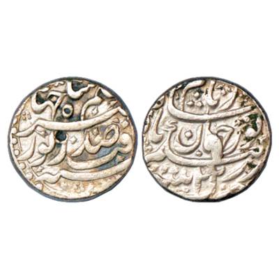 Jahangir with the name of Noor Jahan, Silver Rupee, Patna Mint, AH 103x/RY 22, KM 168.5. V