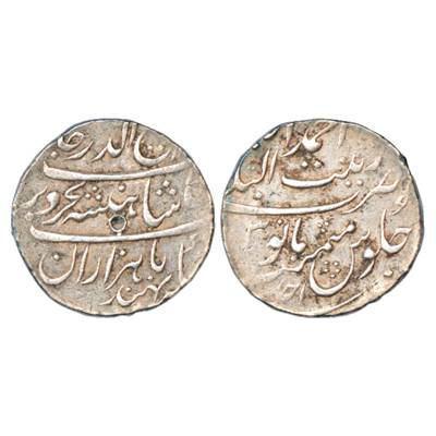 Rafi ud-Darjat (1719 AD), Silver Rupee, Zeenat al-Bilad Ahmadabad Mint, RY Ahd, KM 405.1. 