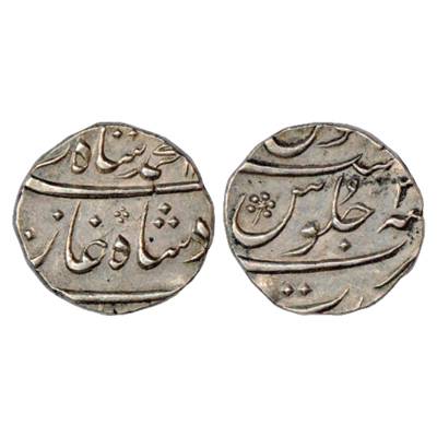 Muhammad Shah (1719-1748 AD), Silver ½ Rupee, 5.72g, Surat Mint, RY 3, KM 433.4. Very Fine