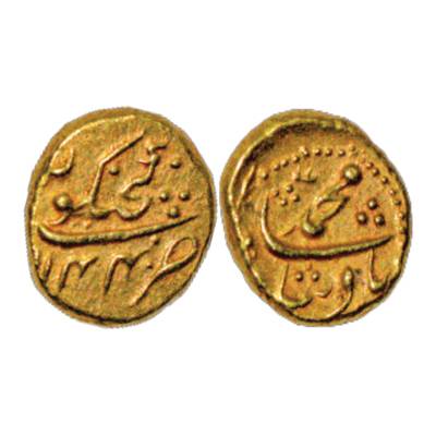 Muhammad Shah (1719-1748 AD), Gold Pagoda, 2.83g, Ganjikot Mint (Fully Visible), AH 1144, 