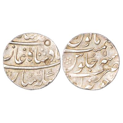 Muhammad Shah (1719-1748 AD), Silver Rupee, Junagadh Mint, RY 5, KM 436.32. Very Fine+, Ra