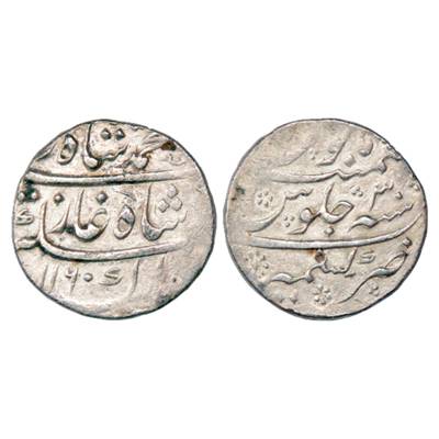 Muhammad Shah (1719-1748 AD), Silver Rupee, Kashmir Mint, AH 1160/RY 30, KM 436.36. Very F