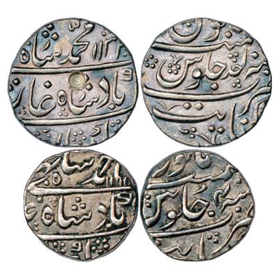 A Group of Silver Rupee (2), 1x Khambayat Mint, Muhammad Shah AH 113x/RY Ahd, KM 436.34 an