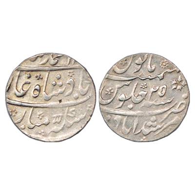 Muhammad Shah (1719-1748 AD), Silver Rupee, Murshidabad Mint, RY 25, KM 436.46. Very Fine+