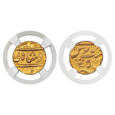 Alamgir II (1754-1759 AD), Gold Mohur, Azimabad Mint (off flan), AH 1171/RY 5, Trident min