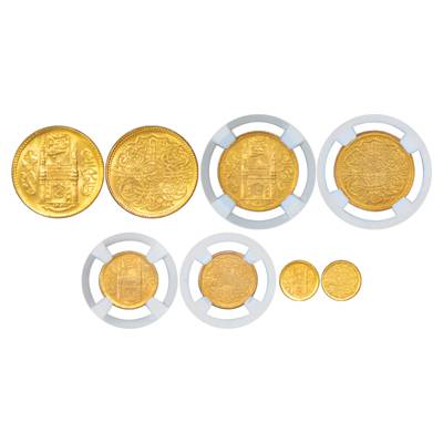 Hyderabad, Mir Usman Ali Khan (1911-1948 AD), Set of 4 Gold Coins, Ashrafi, AH 1337/RY 9, 