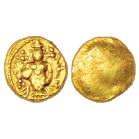 Vijayanagar Empire, anonymous Gold Varaha, copying designs of Venkata Raya III (1630-1642 