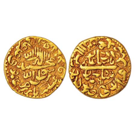 Shah Jahan (1628-1658 AD), Gold Mohur, Akbarabad Mint, AH 1061/RY 25, 10.86g. Obv: Kalima 