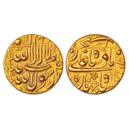 Shah Jahan (1628-1658 AD), Gold Mohur, 10.92g, Burhanpur Mint by style, AH (10)47, KM 260.