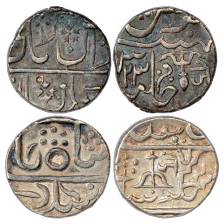 Gwalior, Jankoji Rao (1827-1843 AD), Silver Rupee (2), (A) Gwalior Fort Mint, in the name 