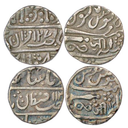 Gwalior, Jayaji Rao (1843-1886 AD), Silver Rupee (2), Sheopur Mint, in the name of Muhamma