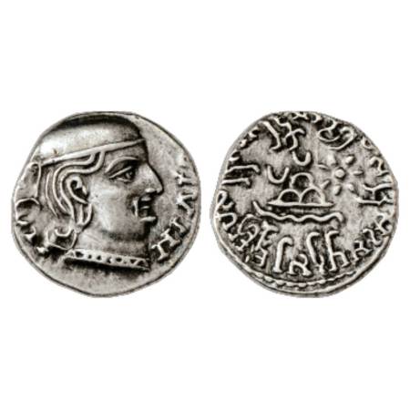 Western Kshatrapas, Kardamaka dynasty, Rudrasena I as Kshatrapa (199-202 AD), Silver Drach