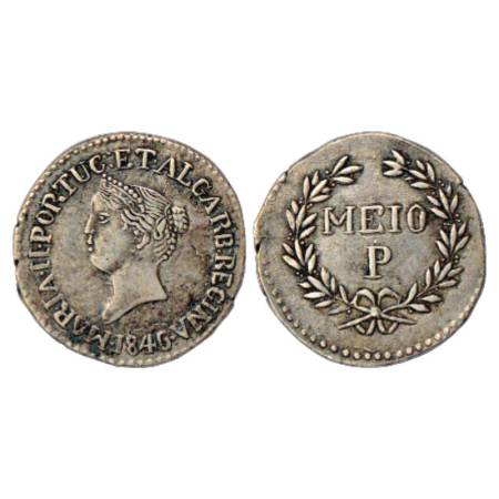 Portuguese India, Goa, D. Maria II (1834-1853 AD), Silver ½ Pardao (150 Reis), AD 1846, 2.