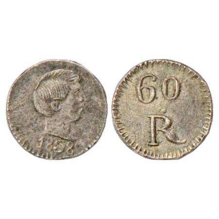 Portuguese India, Goa, D. Pedro V (1853-1861 AD), Silver 60 Reis, AD 1858, 1.08g. Obv: Por