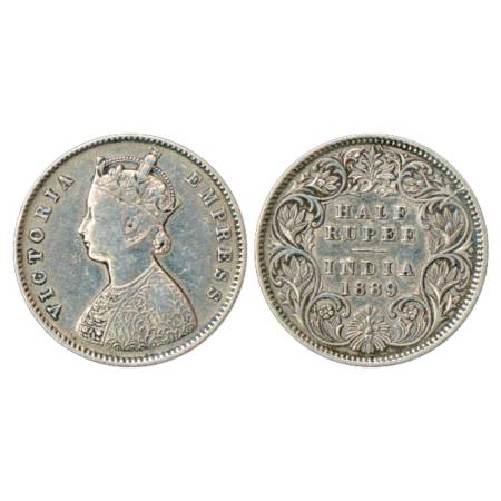 Victoria Empress, Silver ½ Rupee, 1889, Calcutta Mint, A/I/'C' incused, PR 273. Very Fine,