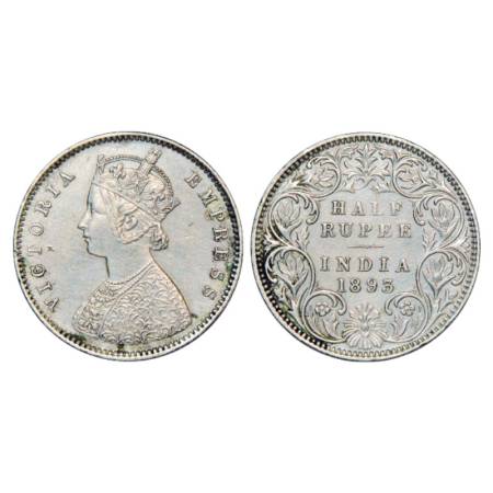 Victoria Empress, Silver ½ Rupee, 1893, Bombay Mint, A/I/'B' incused, PR 303. Very Fine+, 