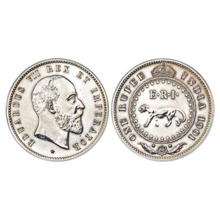 Edward VII, Silver Pattern Rupee, 11.67 g, 30.52 mm, milled edge, 1901, Calcutta Mint, Obv