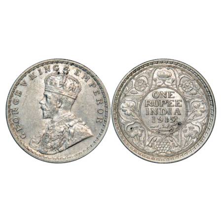George V, Silver Rupee, 1915, Calcutta Mint, PR 211. Extremely Fine, Very Scarce.