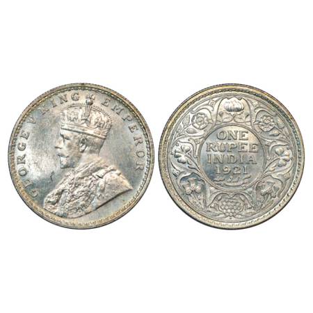 George V, Silver Rupee, 1921, Bombay Mint, with dot, PR 227. Uncirculated, Very Scarce.