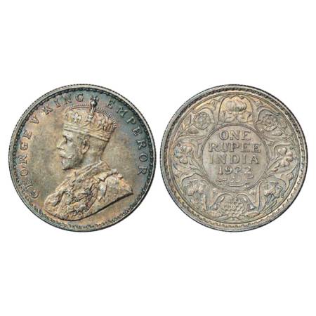 George V, Silver Rupee, 1922, Bombay Mint, with dot, PR 228. Toned, Extremely Fine, Very S
