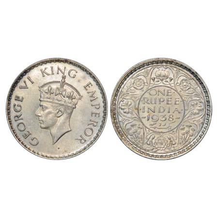 George VI, Silver Rupee, 1938, Bombay Mint, without dot, PR 233. Extremely Fine, Rare.