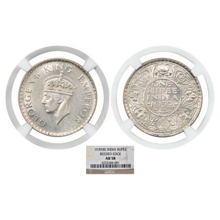 George VI, Silver Rupee, 1939, Bombay Mint, with dot, head type II, PR 235, S&W 9.13. Grad