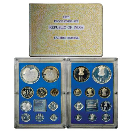 1975, Equality Development and Peace, Proof set of 10 Coins, 50 Rupees, 10 Rupees, 1 Rupee