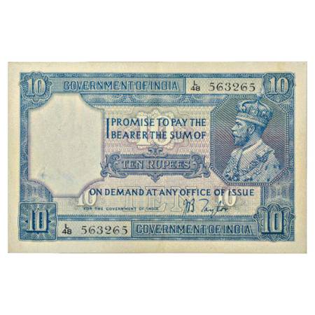 British India, George V, 10 Rupees, ND (1926), signed by J. B. Taylor, Serial No.: L48 563
