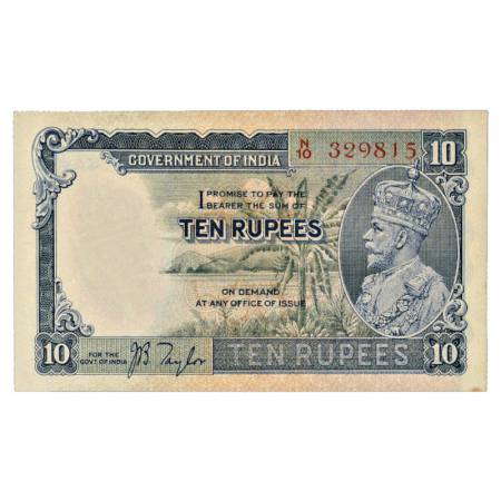 British India, George V, 10 Rupees, ND (1935), signed by J. B. Taylor, Serial No.: N10 329