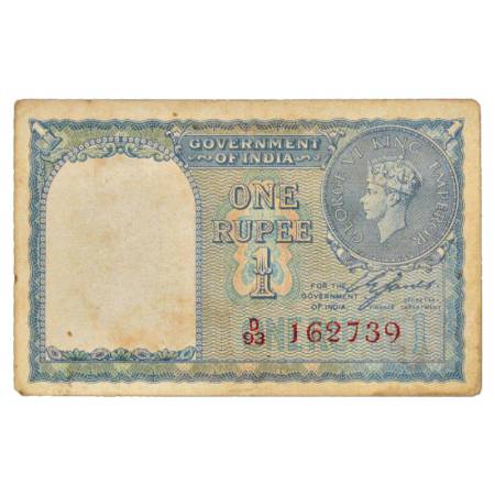 British India, George VI, 1 Rupee, 1940, signed by C. E. Jones, Serial No.: D93 162739 in 