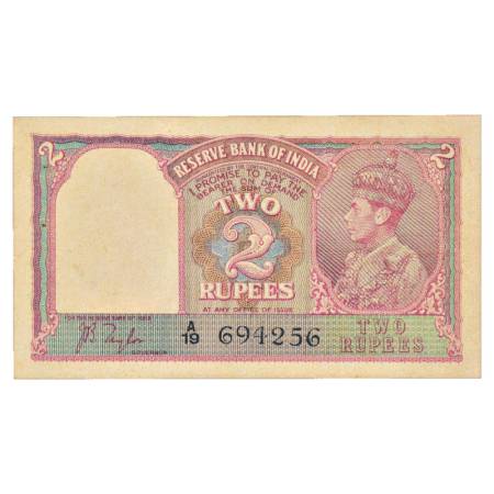British India, George VI, 2 Rupees, ND (1943), signed by J. B. Taylor, Serial No.: A19 694