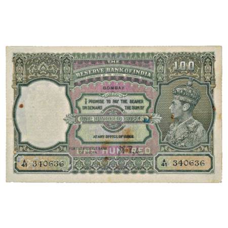 British India, George VI, 100 Rupees, ND (1938), Bombay Circle, signed by J. B. Taylor, Se