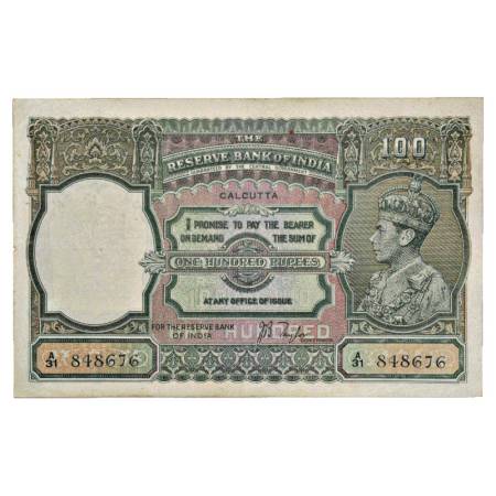 British India, George VI, 100 Rupees, ND (1938), Calcutta Circle, signed by J. B. Taylor, 