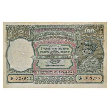 British India, George VI, 100 Rupees, ND (1938), Calcutta Circle, signed by C. D. Deshmukh