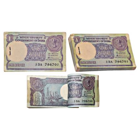 Republic of India, full packet of 100 Notes, 1 Rupee, signed by S. Venkitaraman, year 1986